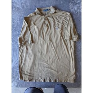 Polo Ralph Lauren Mens 4XLT Tall Tan Khaki Cotton Pique Short Sleeve Polo Shirt